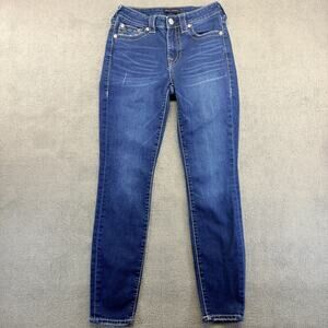 True Religion Halle Jeans Womens Sz. 27 Blue Denim Stretch Mid-Rise Super Skinny